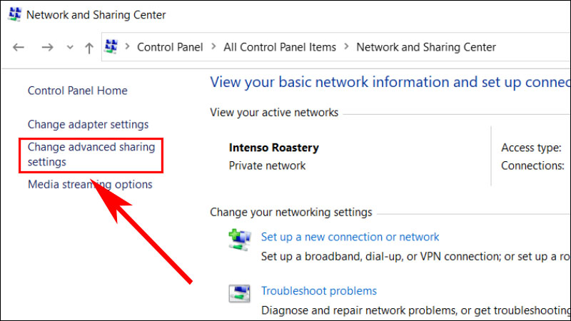 Mở Change advanced sharing settings Mở Change advanced sharing settings